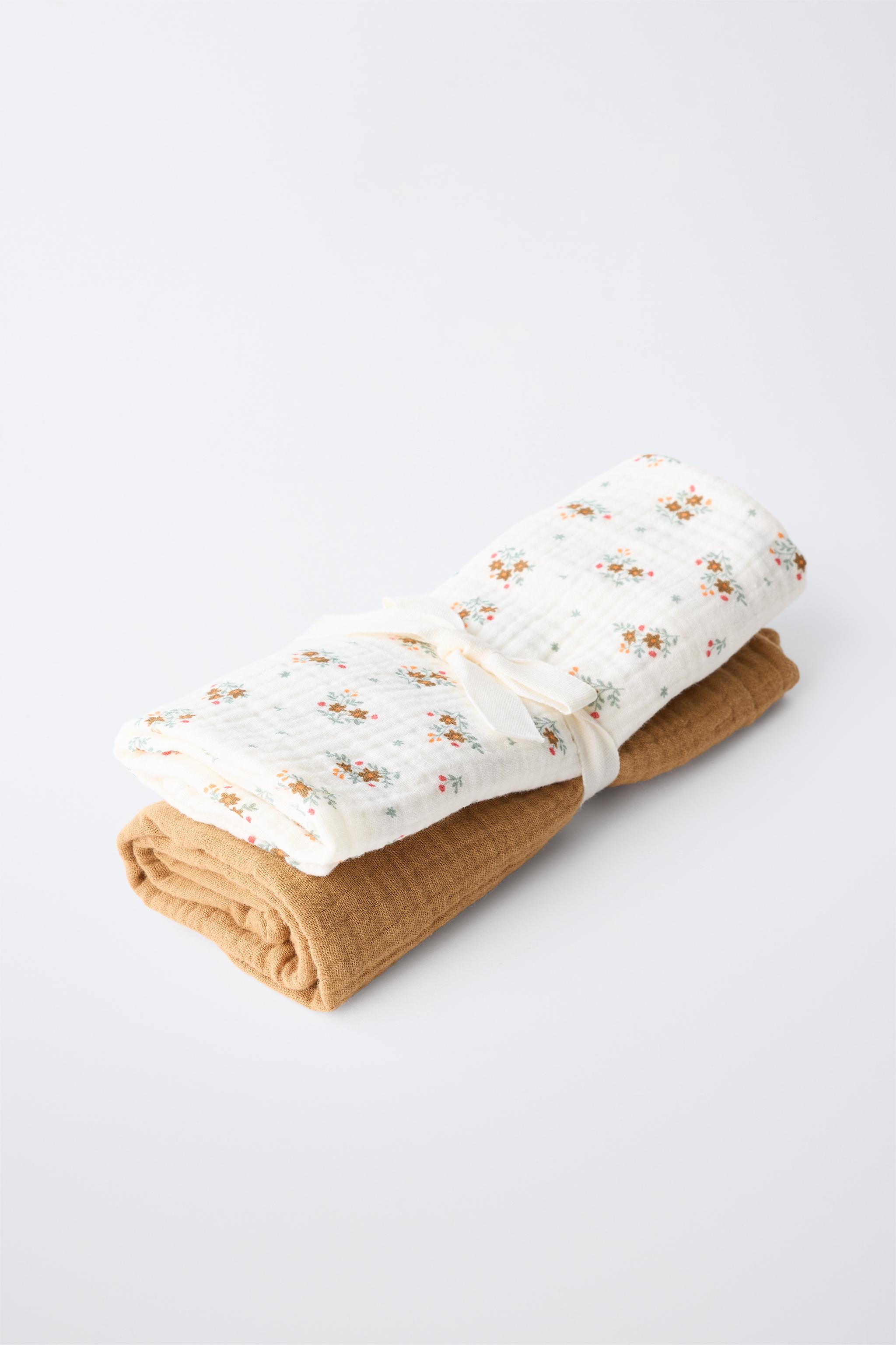 TEXTURED MUSLIN CLOTHS 2-PACK — Ecru