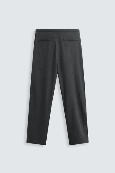 PANTALON COTON ET LIN - Gris de Zara - Image 7