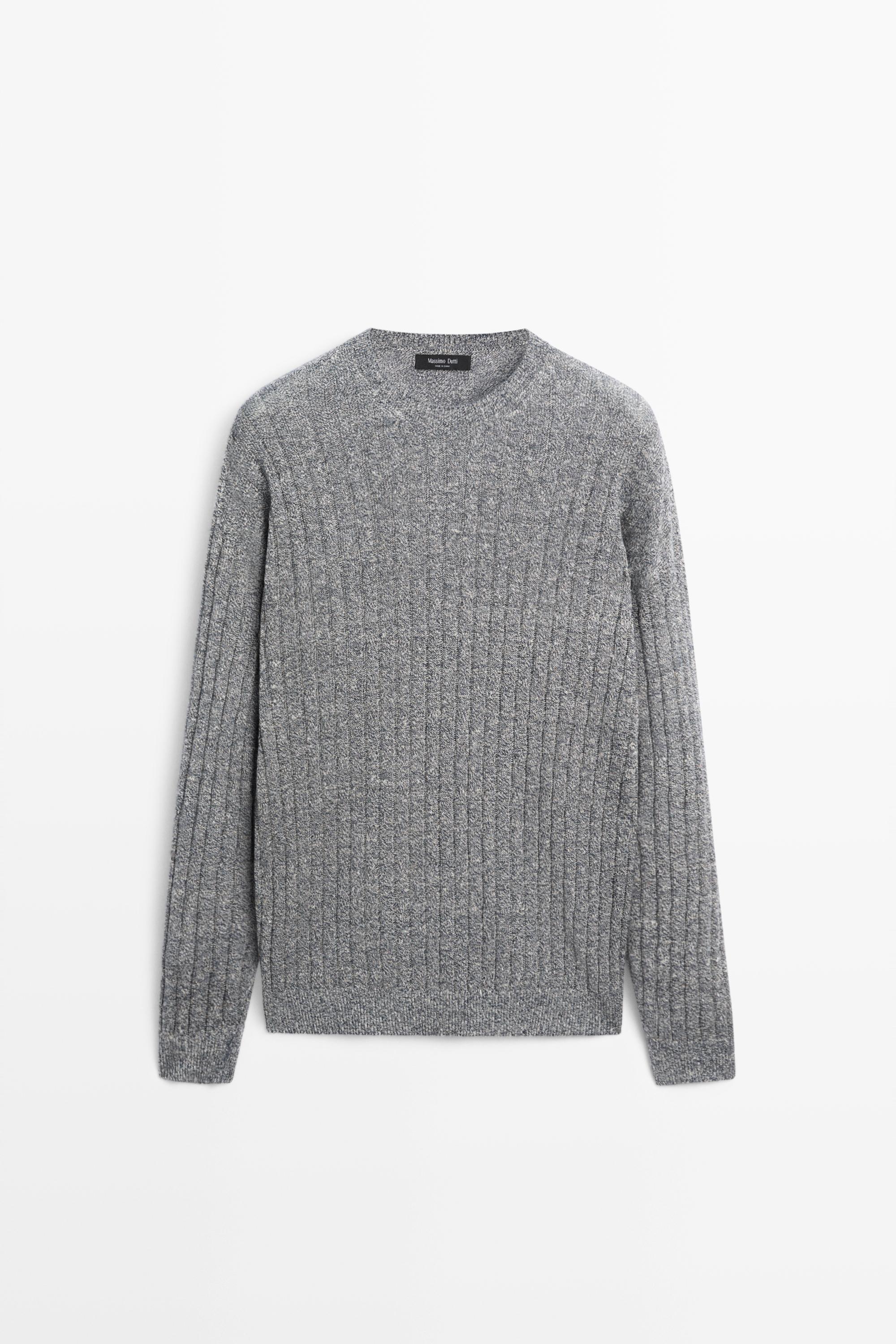 Linen cotton mouliné knit sweater - Navy blue | ZARA United States