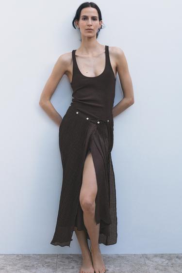 Zara MIXED PAREO DRESS - Brown
