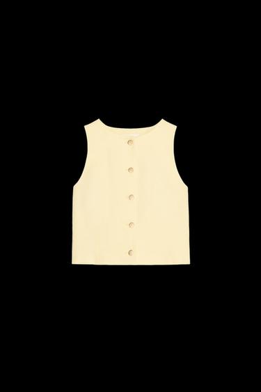 CHALECO CON LINO - Amarillo de Zara