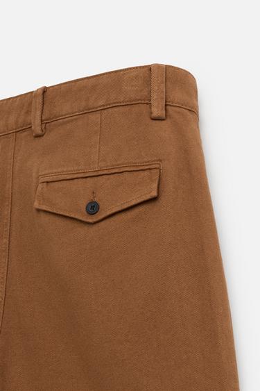 RELAXED FIT PLEATED BERMUDA SHORTS - Caramel by Zara - Image 9