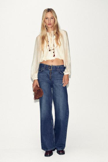 Zara FLOWY BALLOON SLEEVE BLOUSE - Ecru - Image 0