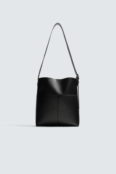 BOLSO SHOPPER PESPUNTES - Negro de Zara