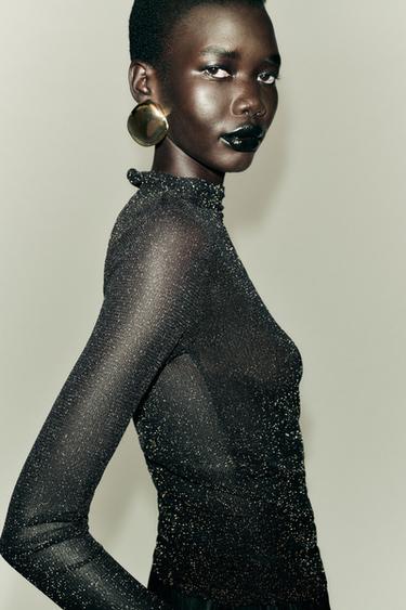 TOP FIL MÉTALLISÉ - Noir de Zara - Image 4