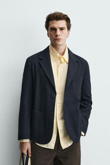 POCKET WOOL BLEND BLAZER - Navy blue by Zara