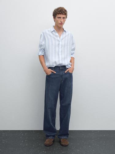 Camisa raya ancha regular fit - Blanco de Zara - Imagen 0