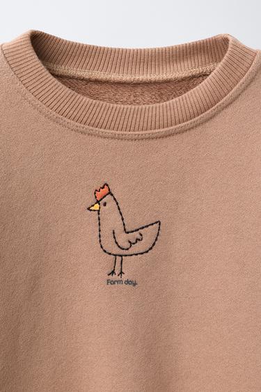 EMBROIDERED ROOSTER SWEATSHIRT - Light brown by Zara - Image 2