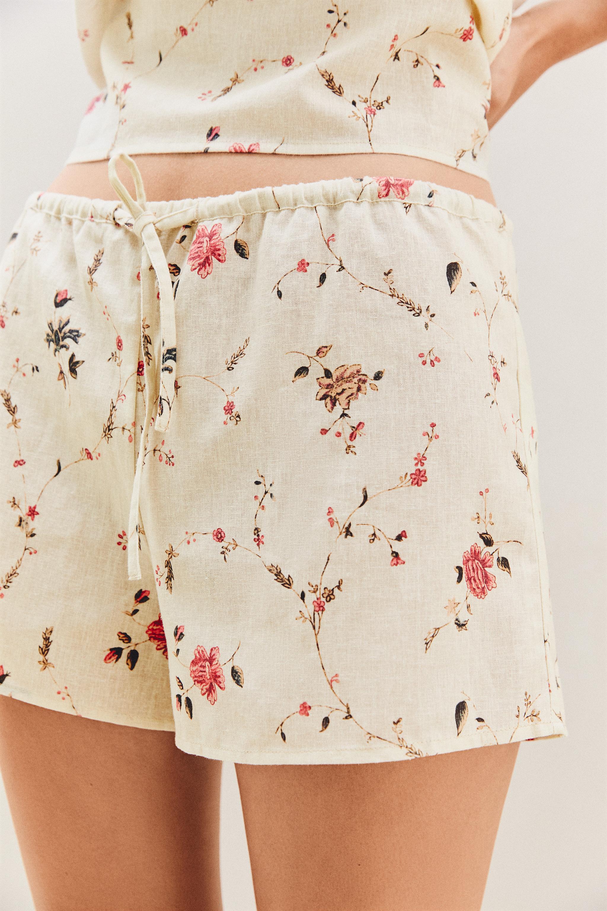 COTTON LINEN FLORAL SHORTS | KATHARINE POLE