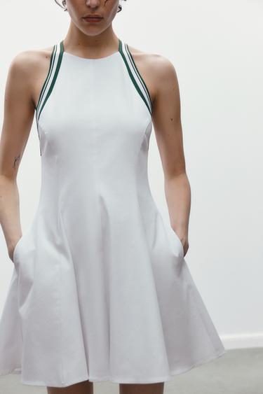VESTIDO HALTER RIB CONTRASTANTE - Branco da Zara