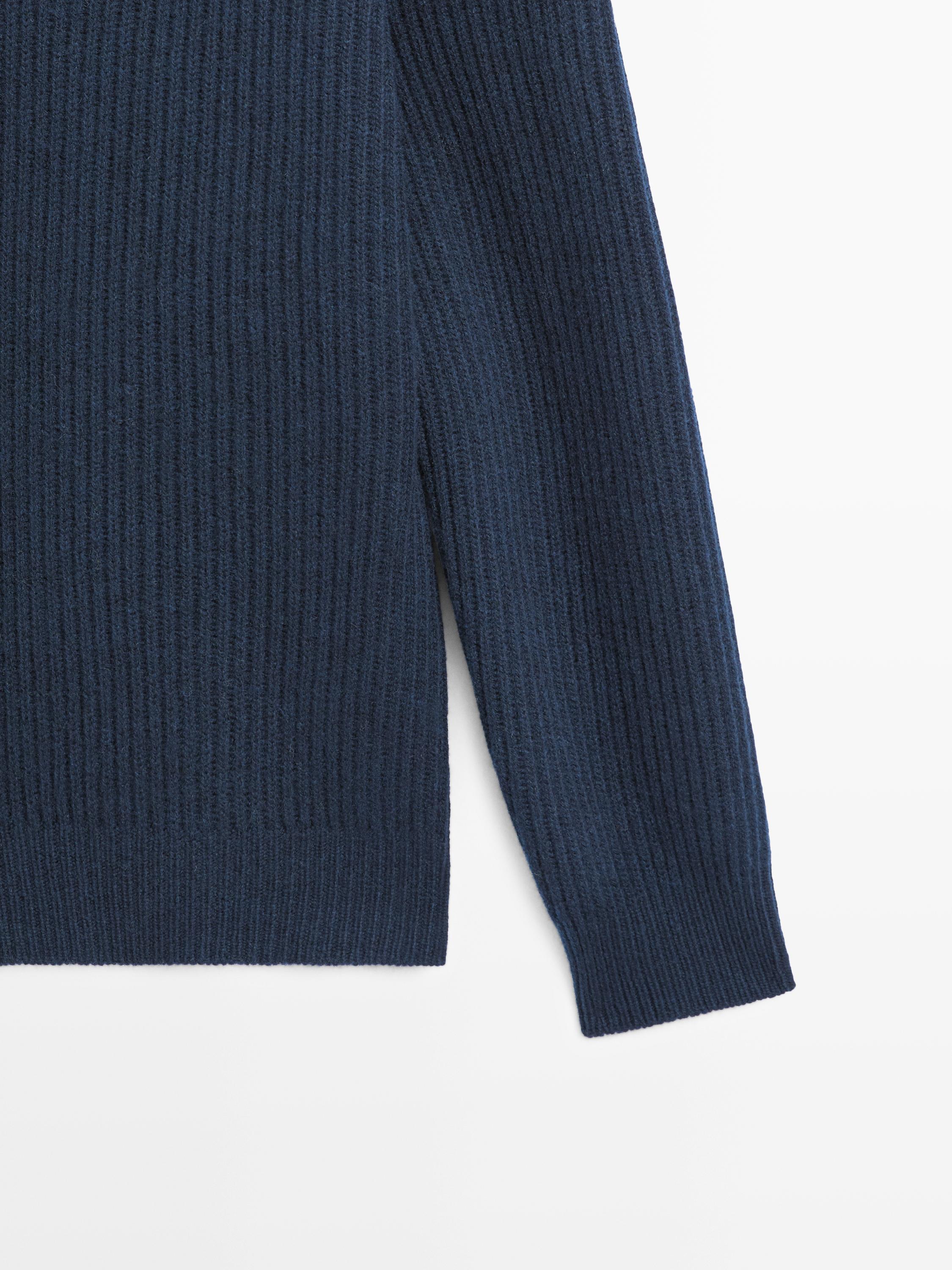 Cardigan avec col à revers en laine mélangée