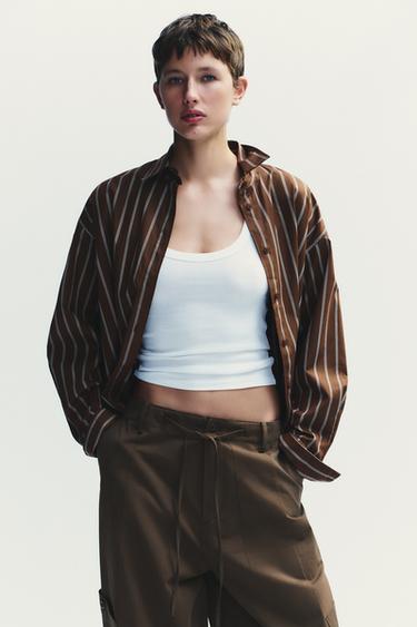 OVERSIZE SHIRT - Dark brown by Zara - Image 4