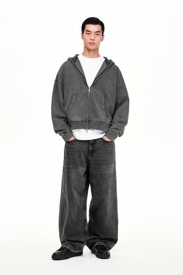 Zara 寬鬆版型牛仔褲 - 灰色