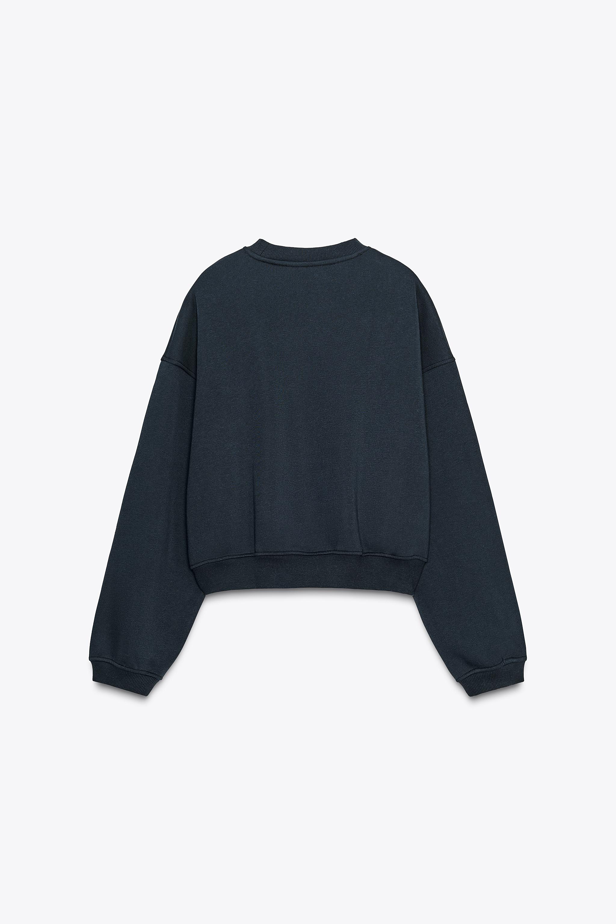 ★ZARA★ TEXTURED SLOGAN SWEATSHIRT Zara Textured Sweatshirt - Geluxury