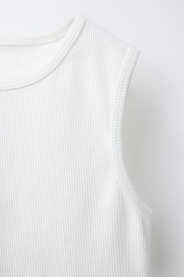 HAUT CÔTELÉ UNI - Blanc cassé de Zara - Image 2