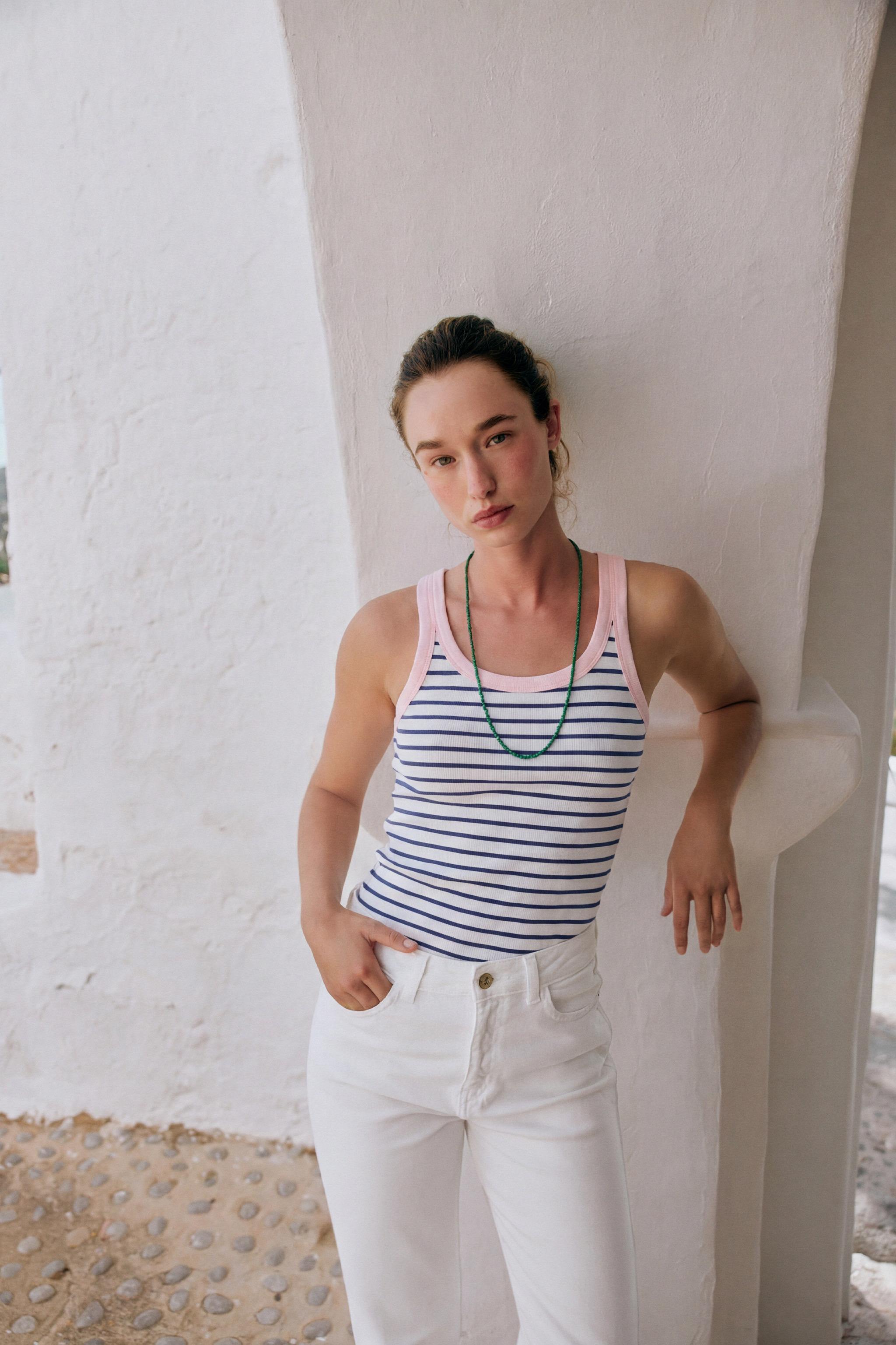 RIBBED TANK TOP — Pastel pink