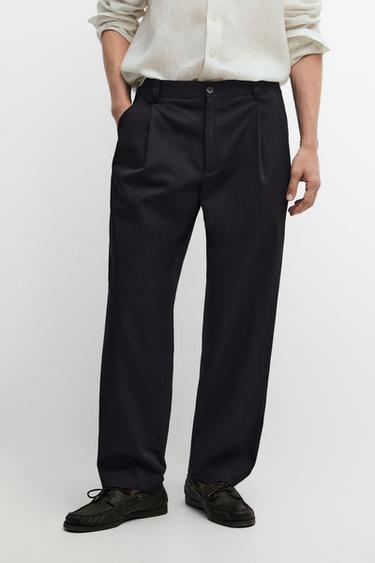Zara Cotton trousers with darts - Navy blue