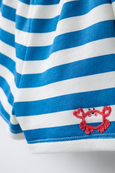 STRIPED BERMUDA SHORTS WITH CRAB EMBROIDERY - Blue by Zara - Image 2
