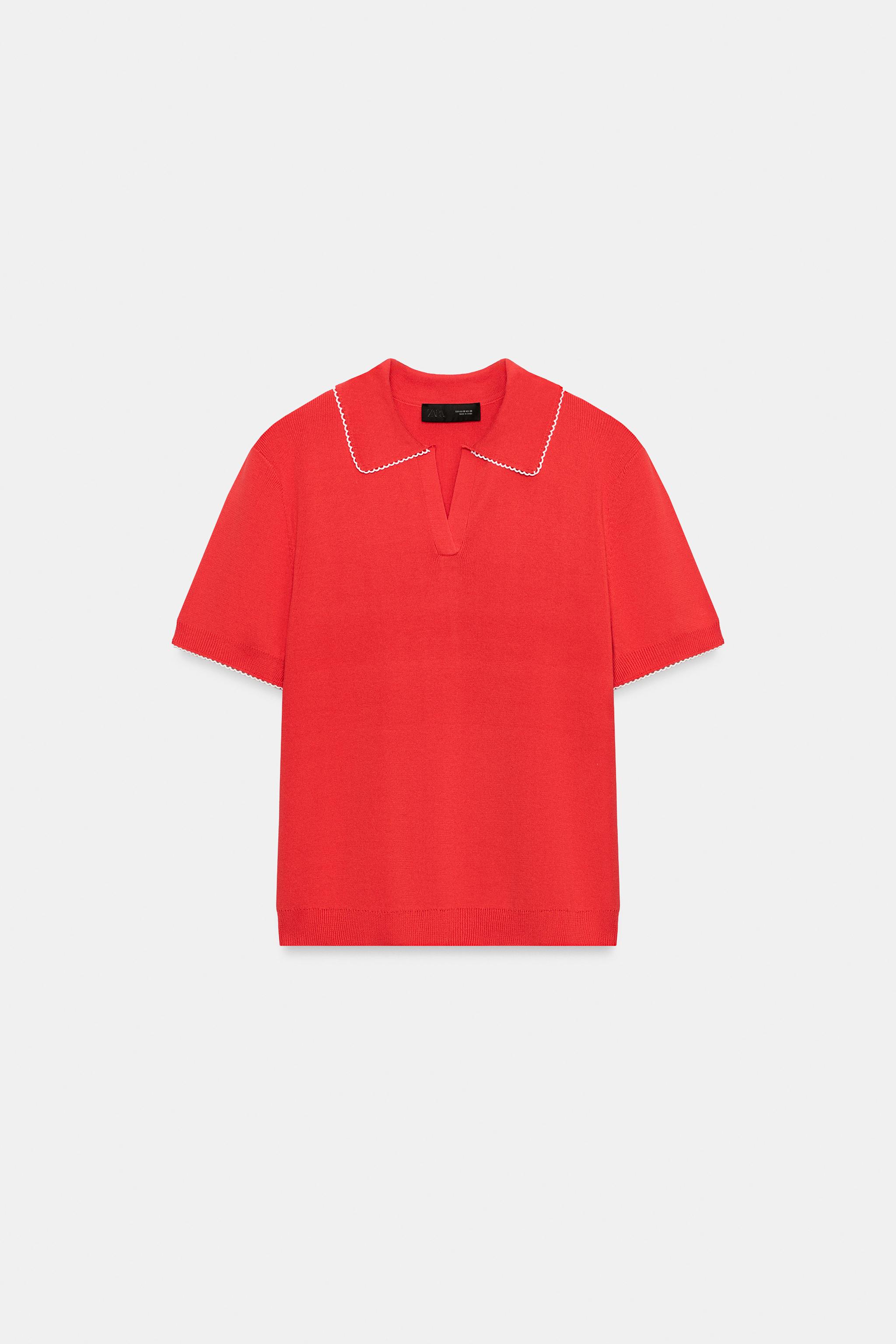 CONTRAST LACE KNIT POLO SHIRT