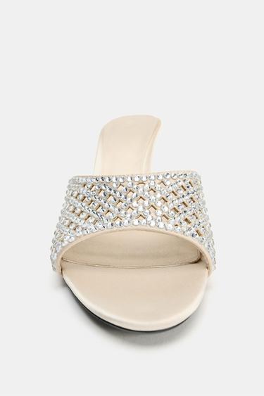 SANDALES À TALONS BRILLANTES - Blanc écru de Zara - Image 2