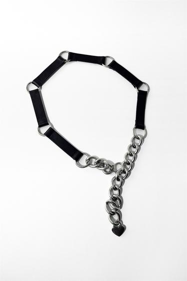Zara CHAIN COMBINATION LEATHER BELT - Black