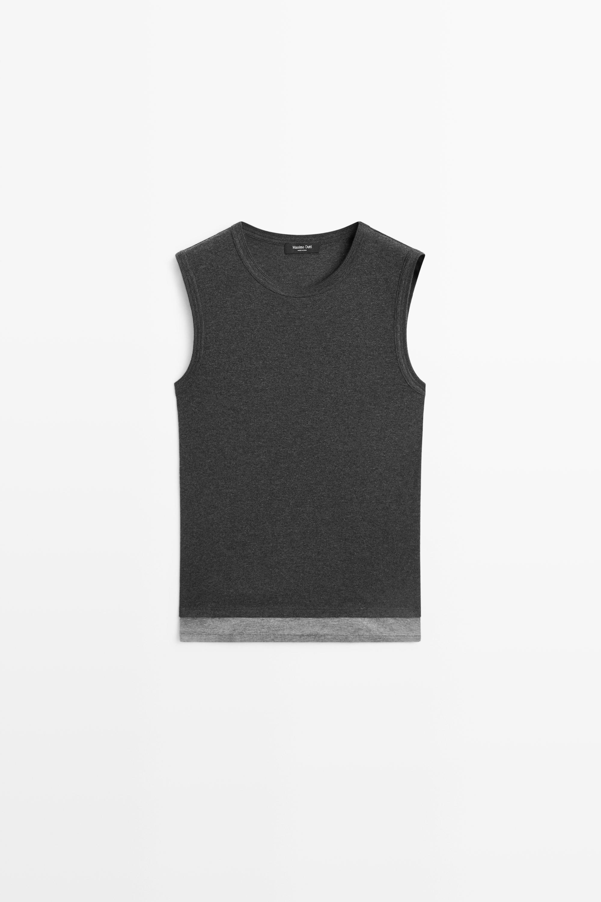 Wool blend double-layer T-shirt