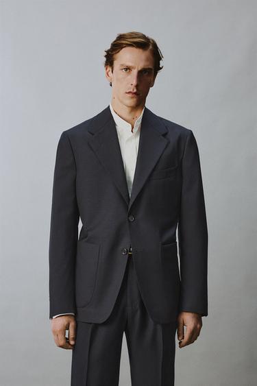XHAKETË RELAXED FIT 100% LESH - Blu marinari nga Zara
