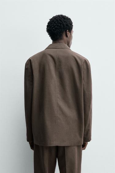 HOUNDSTOOTH SUIT RELAXED FIT OVERSHIRT - Brown by Zara - Image 2