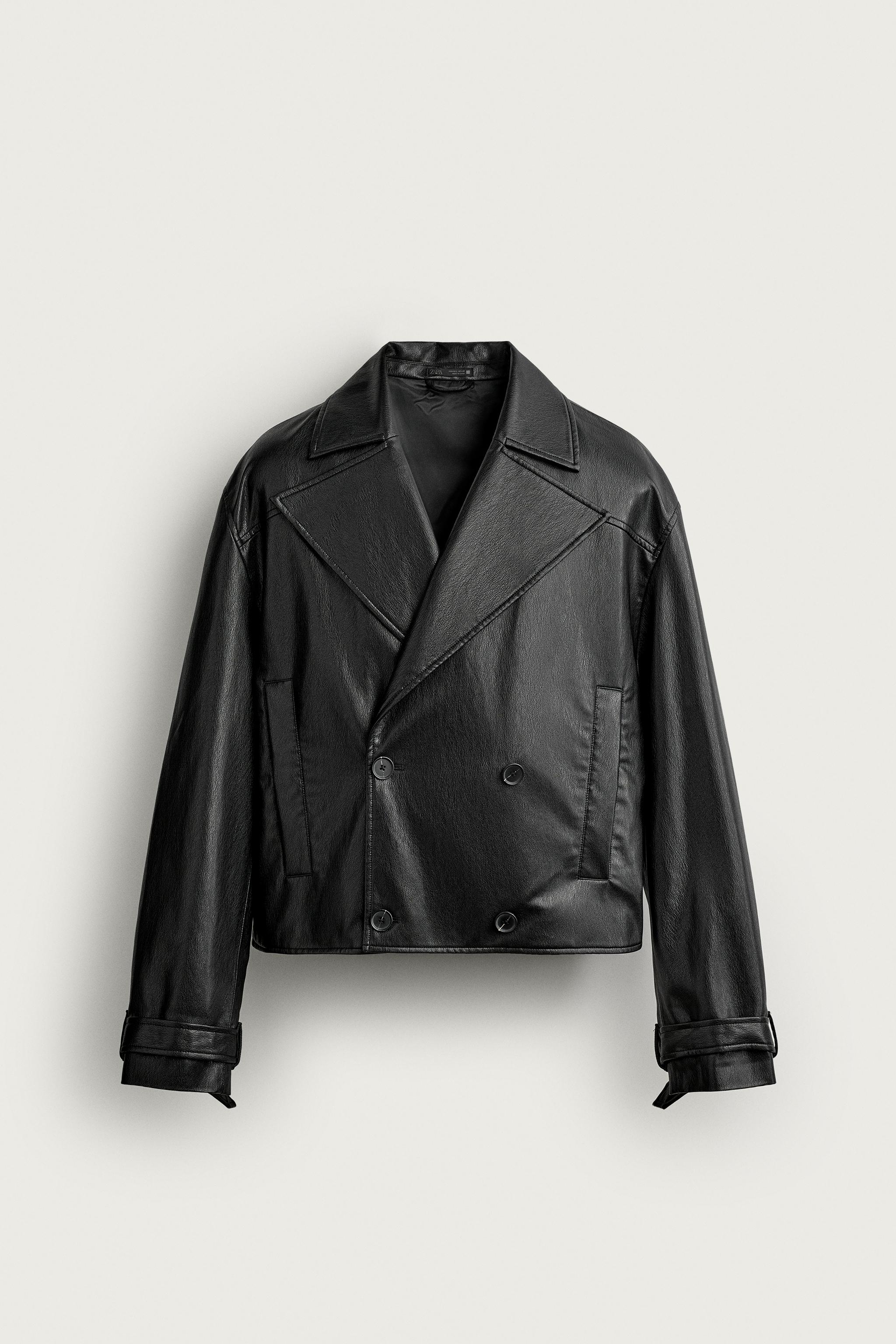 フェイクレザークロップドフィットジャケット - ブラック | ZARA Japan