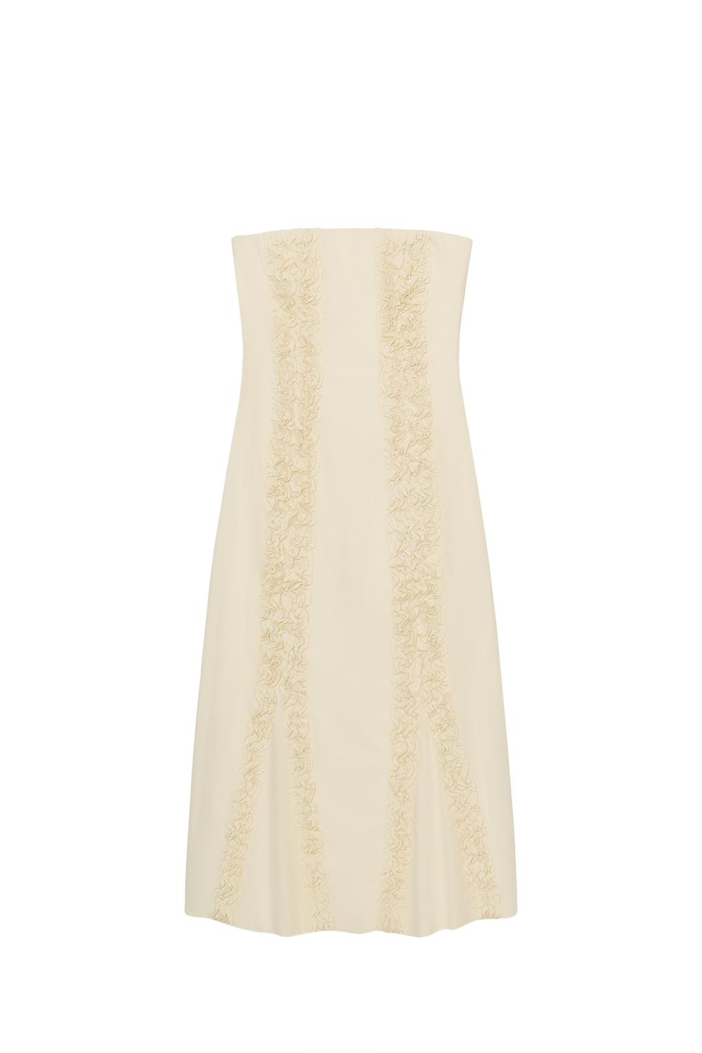 MIDI DRESS WITH EMBOSSED RUFFLES - image 3