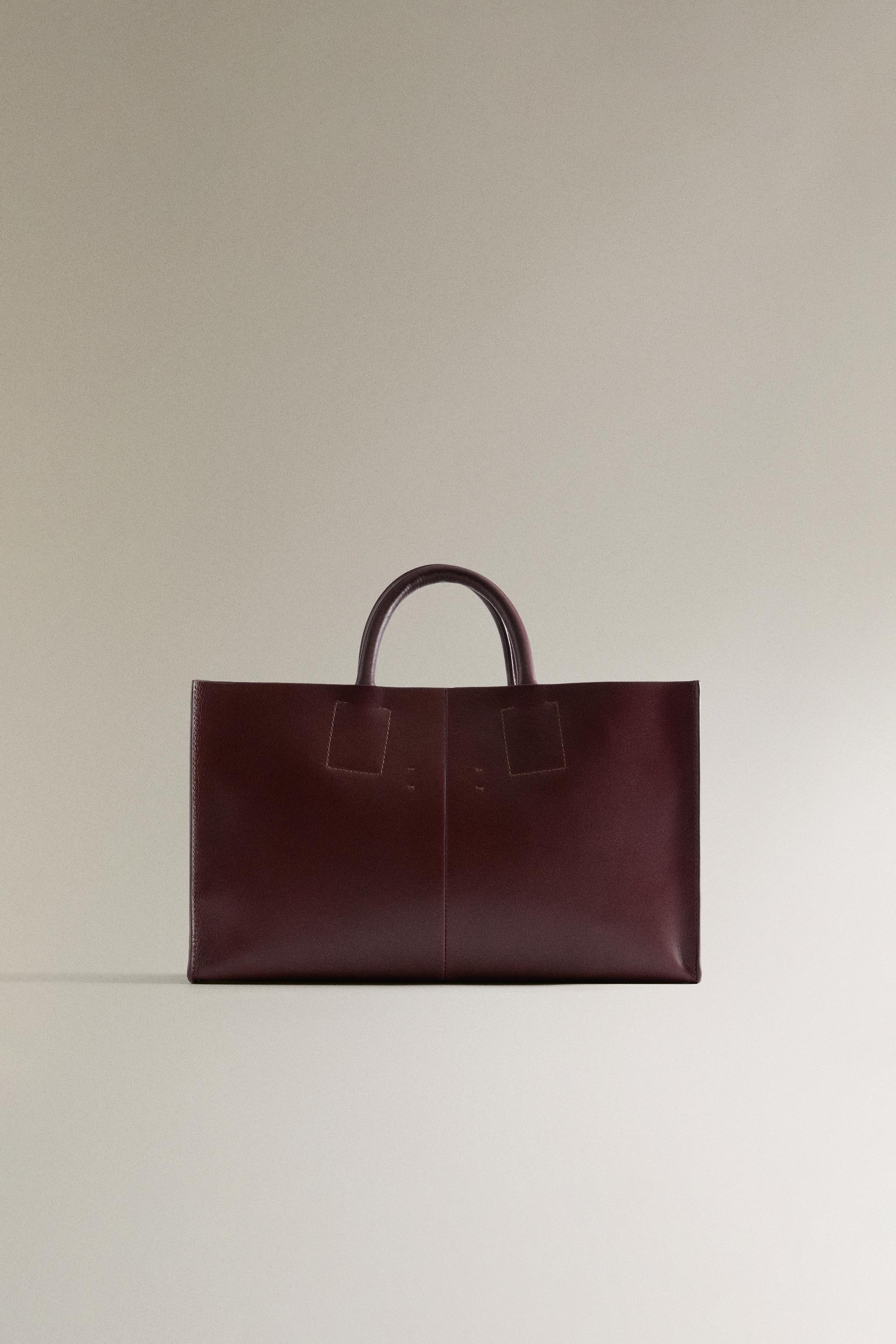 LEATHER MINI TOTE BAG Burgundy Red ZARA United States