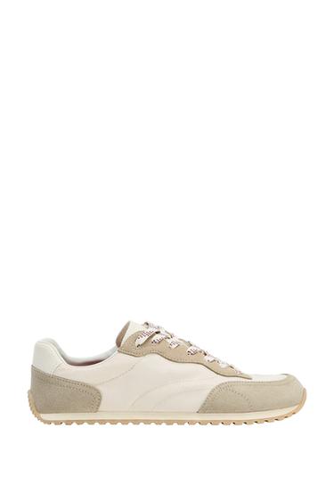 Zara COMBINATION BAREFOOT SNEAKERS - Sandy Brown