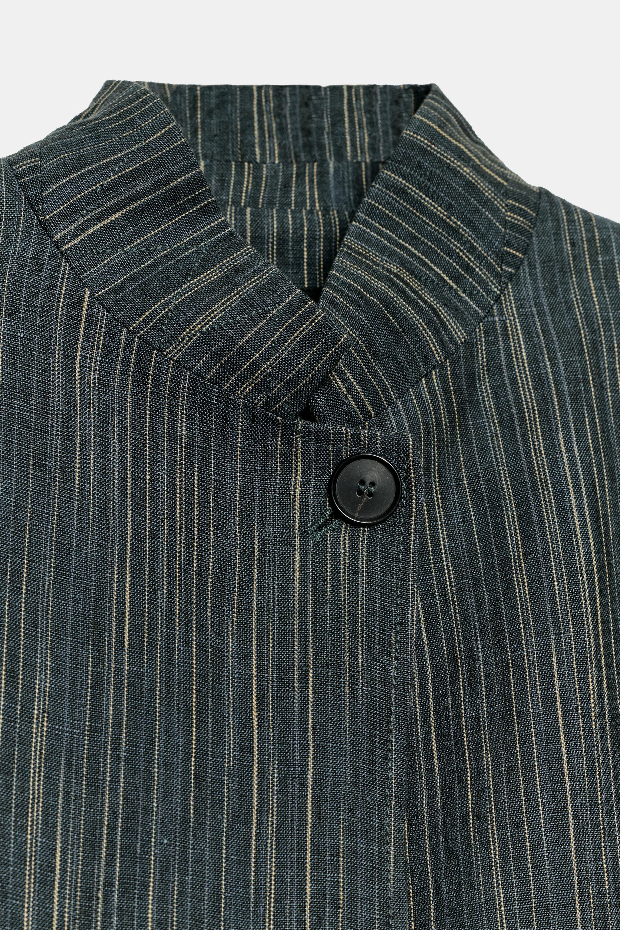 Zara ZW COLLECTION STRIPED LINEN BLAZER — фото 7