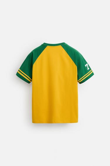 T-SHIRT COLOR BLOCK BRODÉ - Jaune de Zara - Image 8