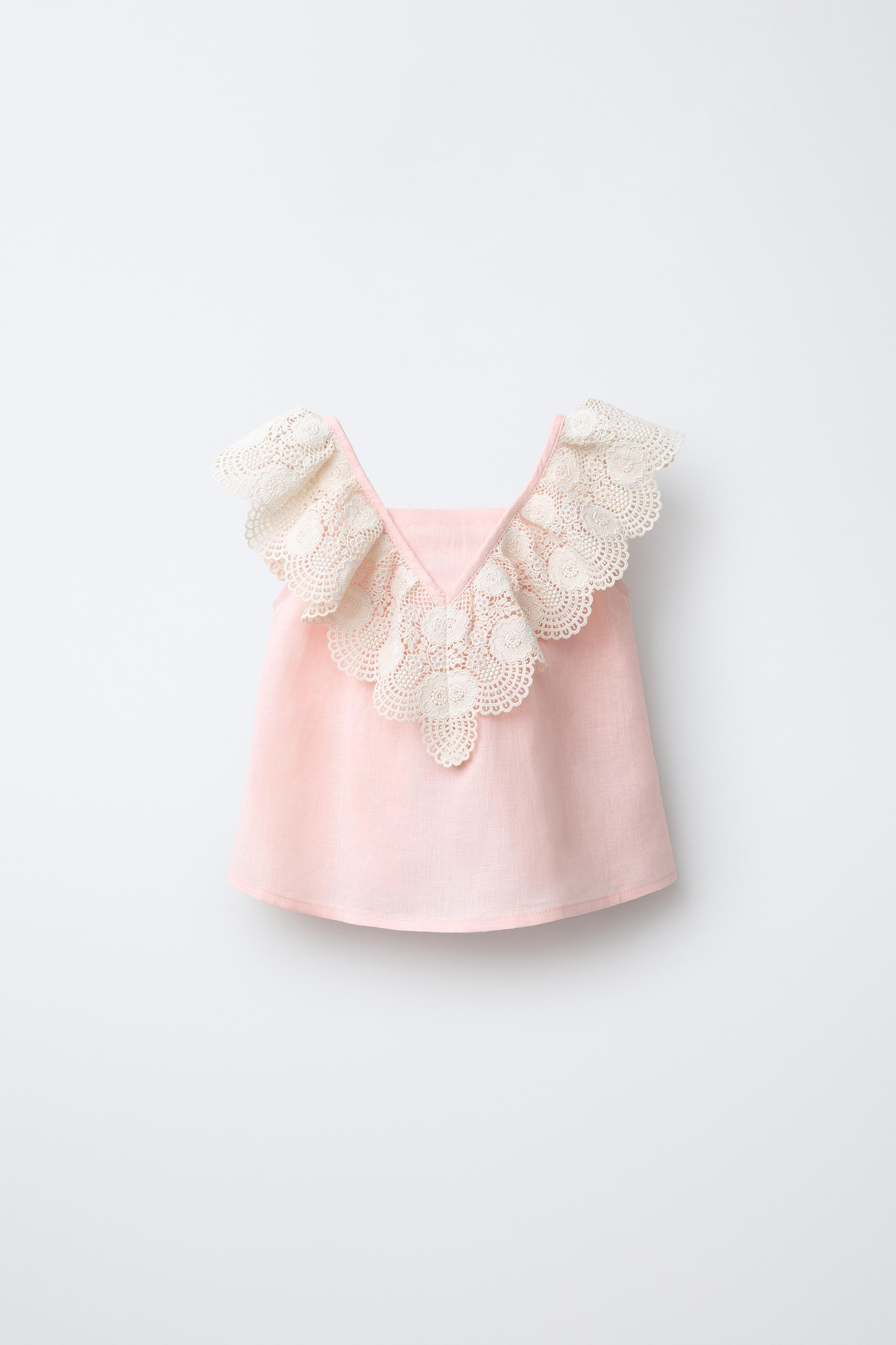 LACE TRIM 100% LINEN BLOUSE