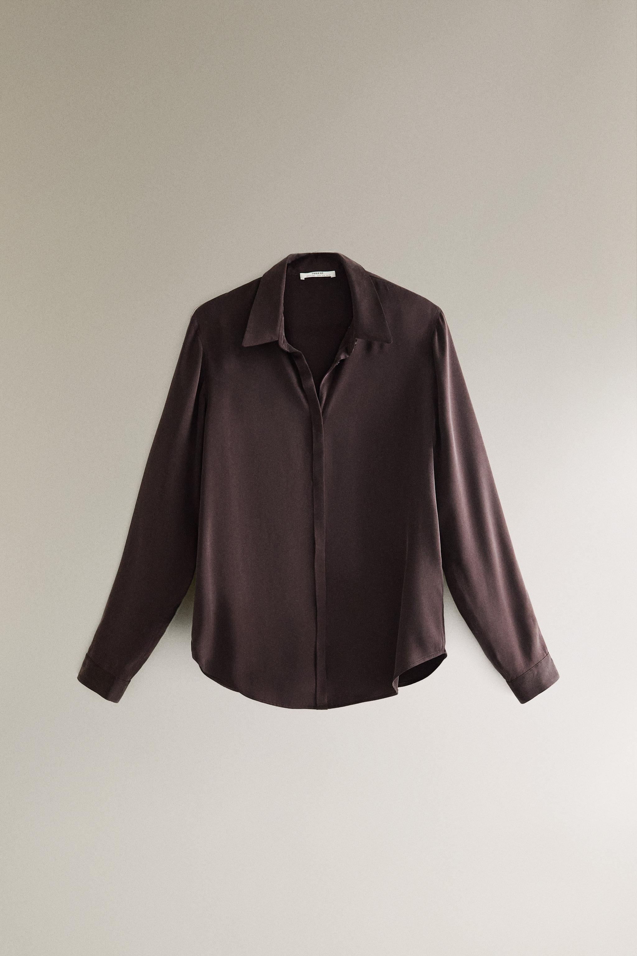 シルクシャツ - ダークブラウン | ZARA Japan / 日本