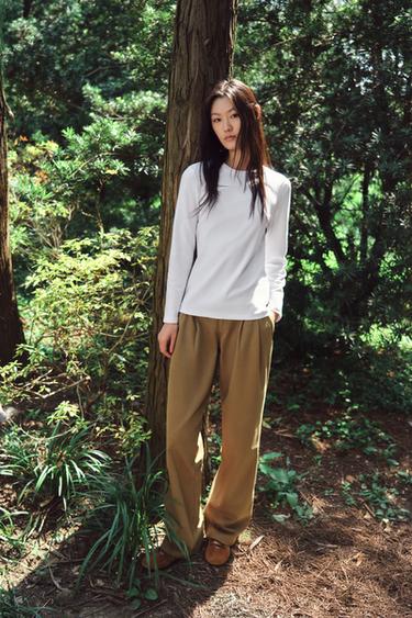 Zara 低腰休閒長褲 - 棕色