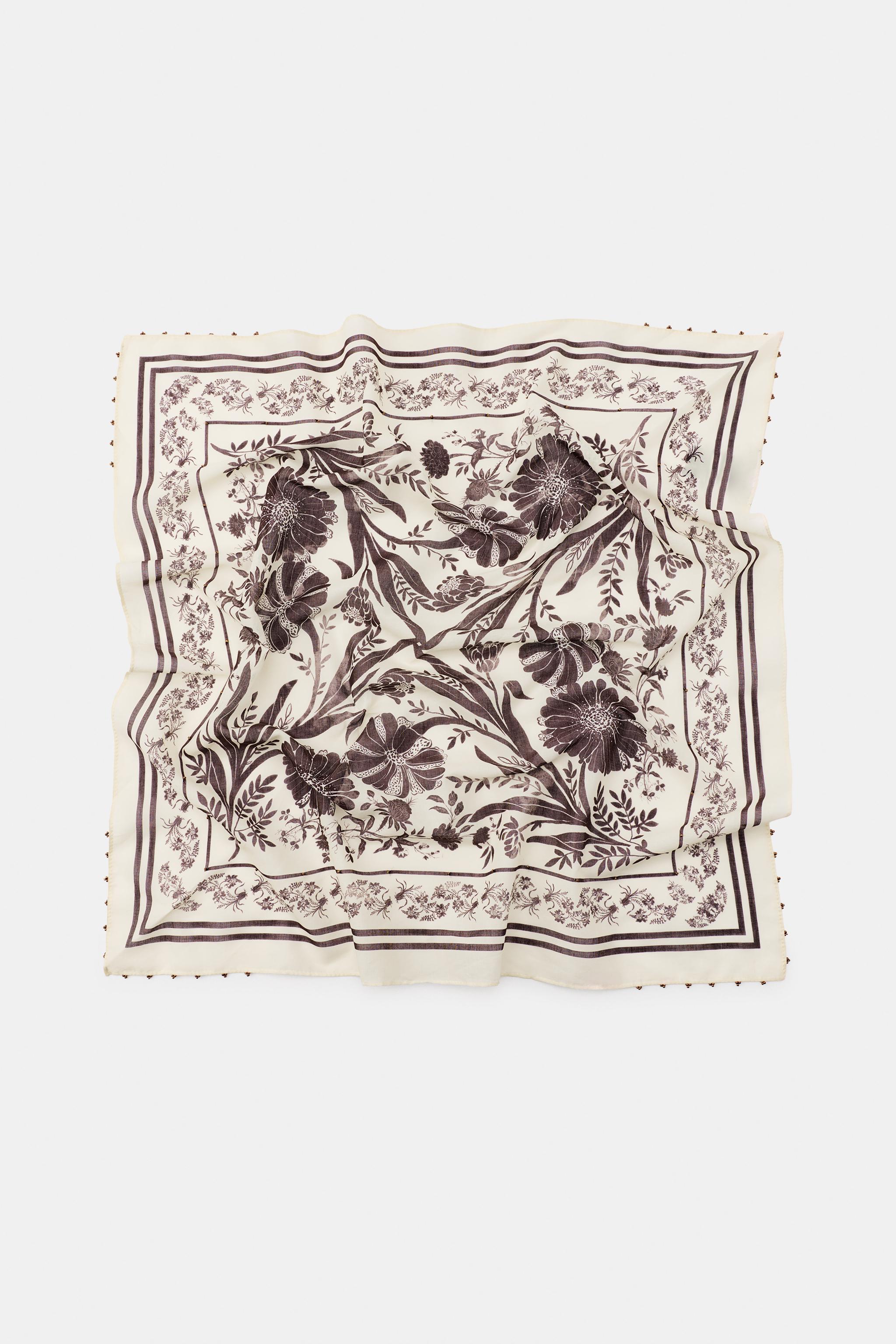 Женские аксессуары Zara BEADED PAISLEY PRINT SCARF — фото 3