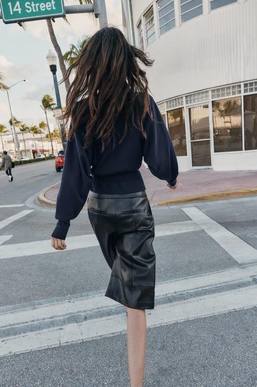 LONG FAUX LEATHER BERMUDA SHORTS - Black by Zara - Image 2