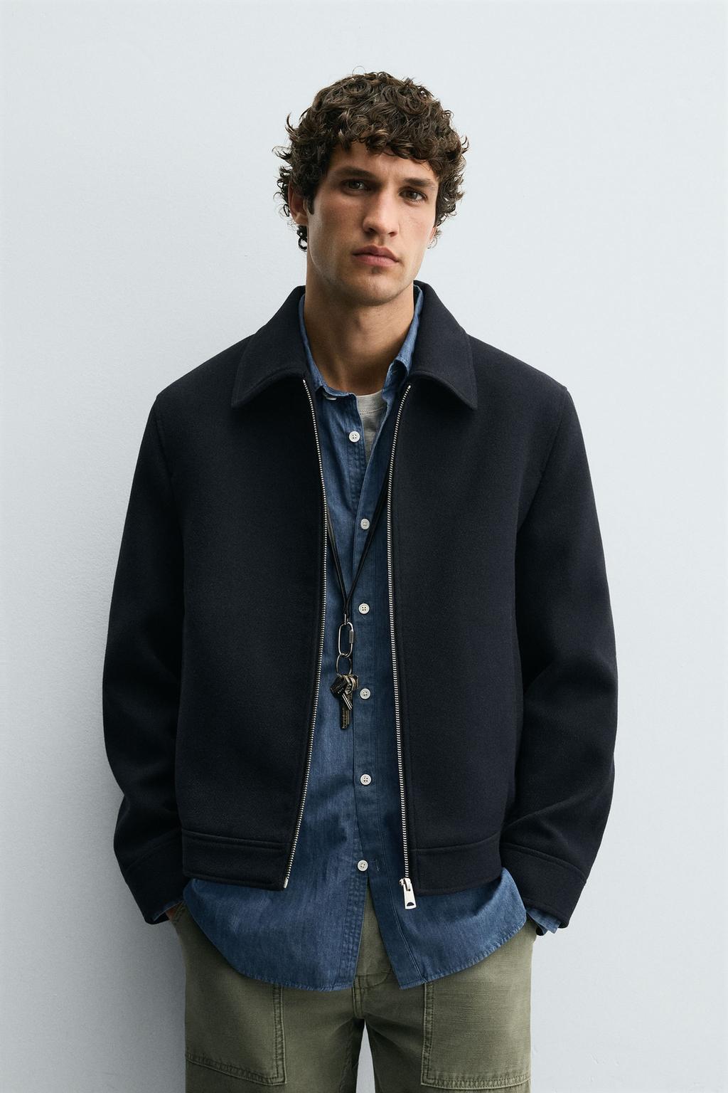 ZIP-UP WOOL EFFECT JACKET
