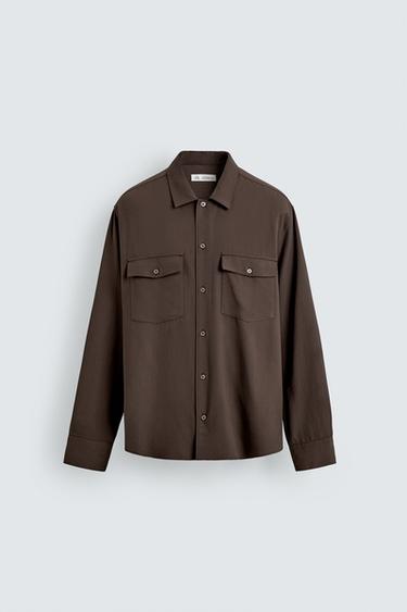 RELAXED FIT FLOWING SHIRT - Brown by Zara