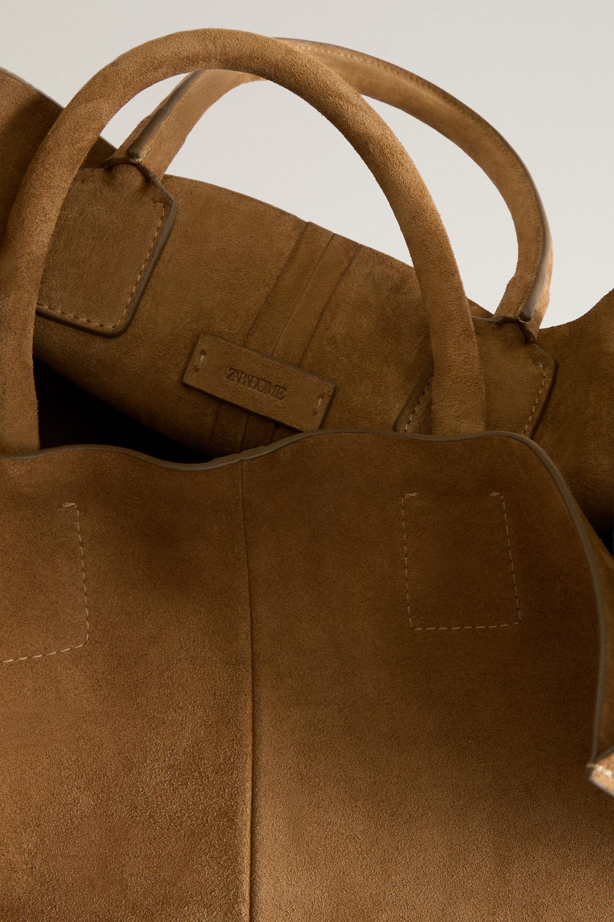 LEATHER SUEDE TOTE BAG