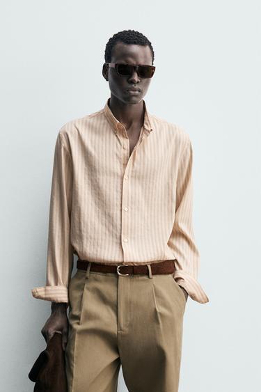 RELAXED FIT STRIPED SHIRT - Pastel pink by Zara