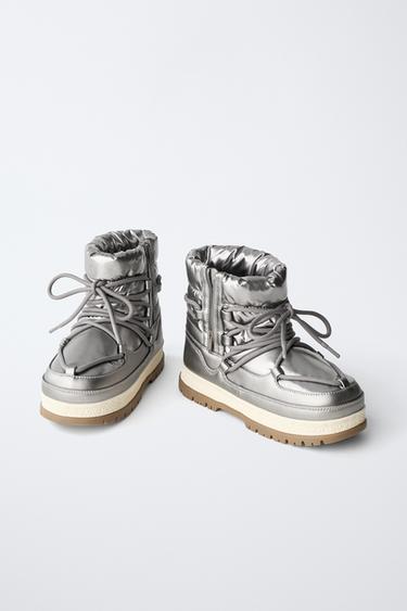 METALLIC ANKLE BOOTS - Silver by Zara - Image 2