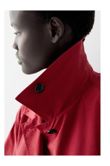 Zara Technical cotton trench coat - Red