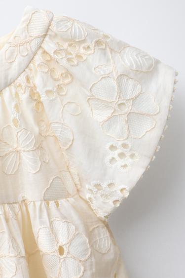 EMBROIDERED FLORAL ORGANZA DRESS - Ecru by Zara - Image 2