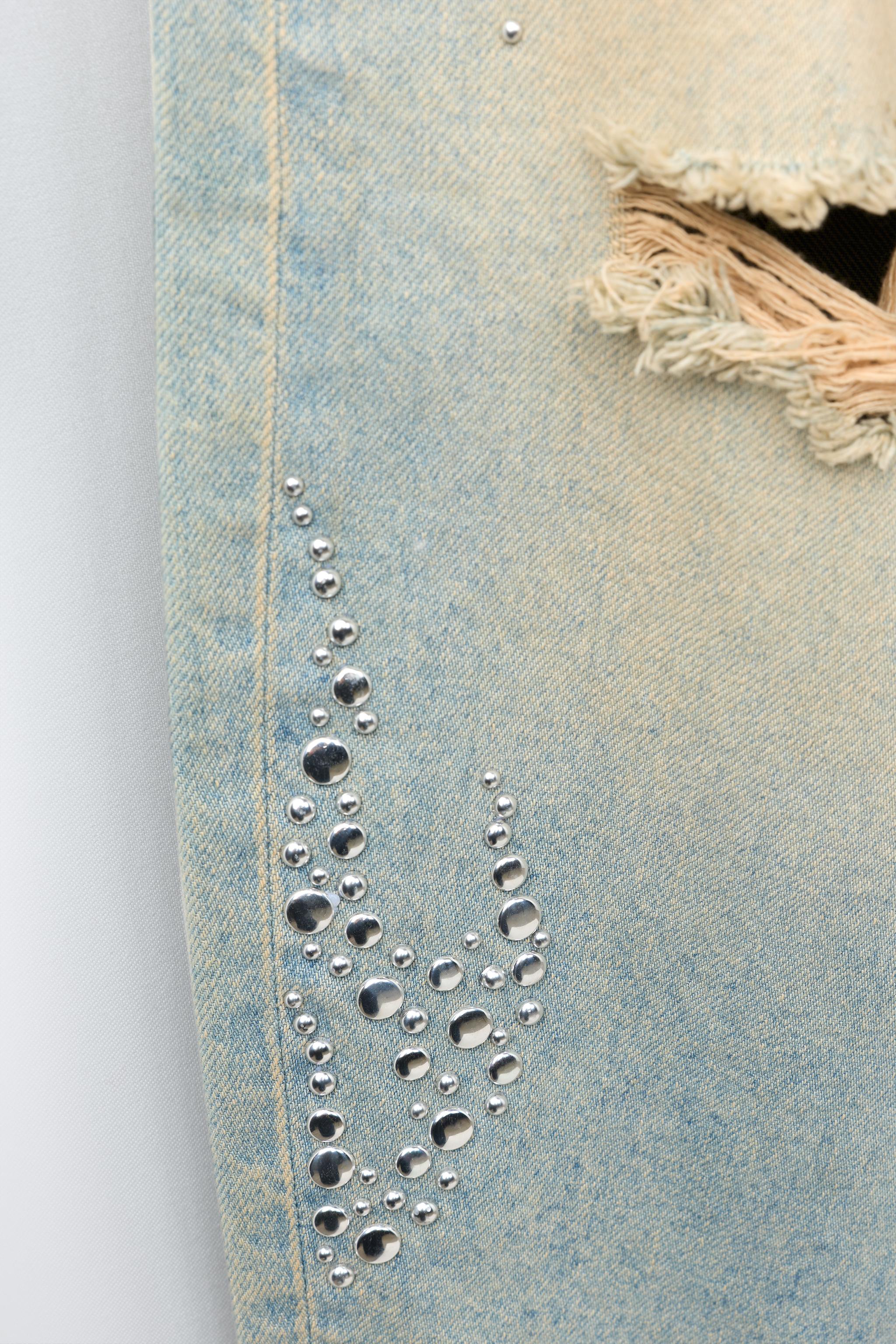 Детские джинсы Zara STUDDED BARREL JEANS — фото 5