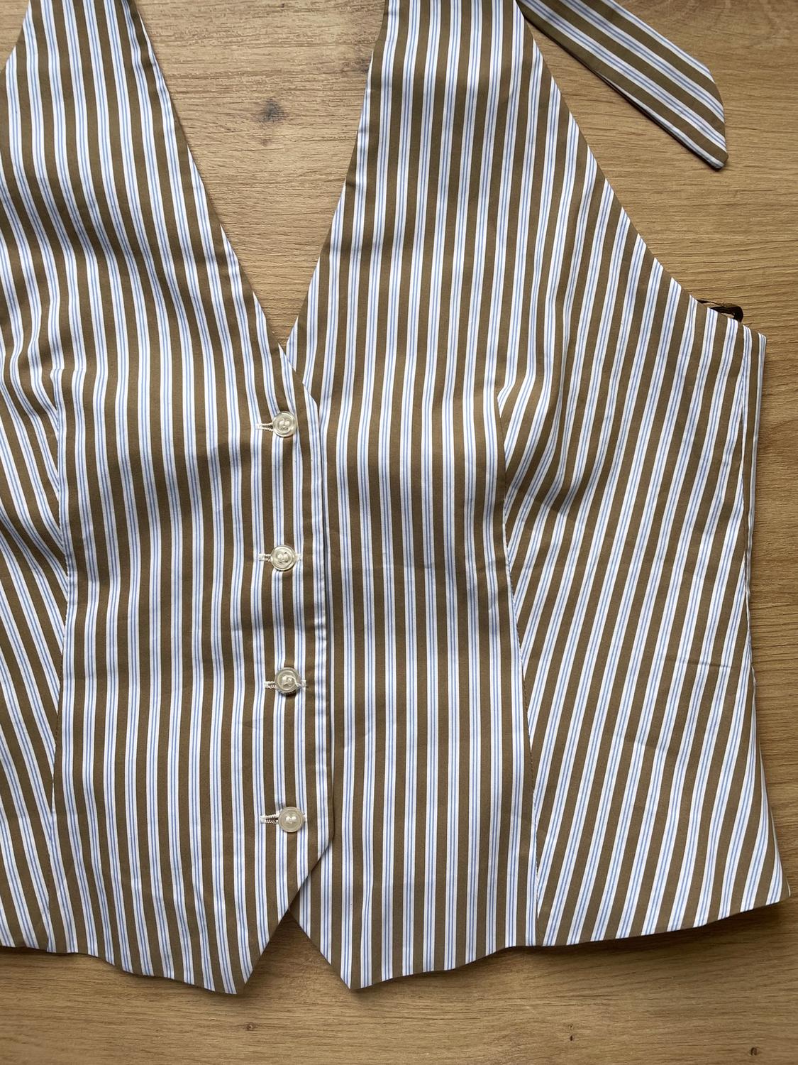 STRIPED HALTER WAISTCOAT TOP - Image 2