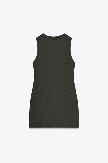 Zara 短版洋裝 - 中卡其色