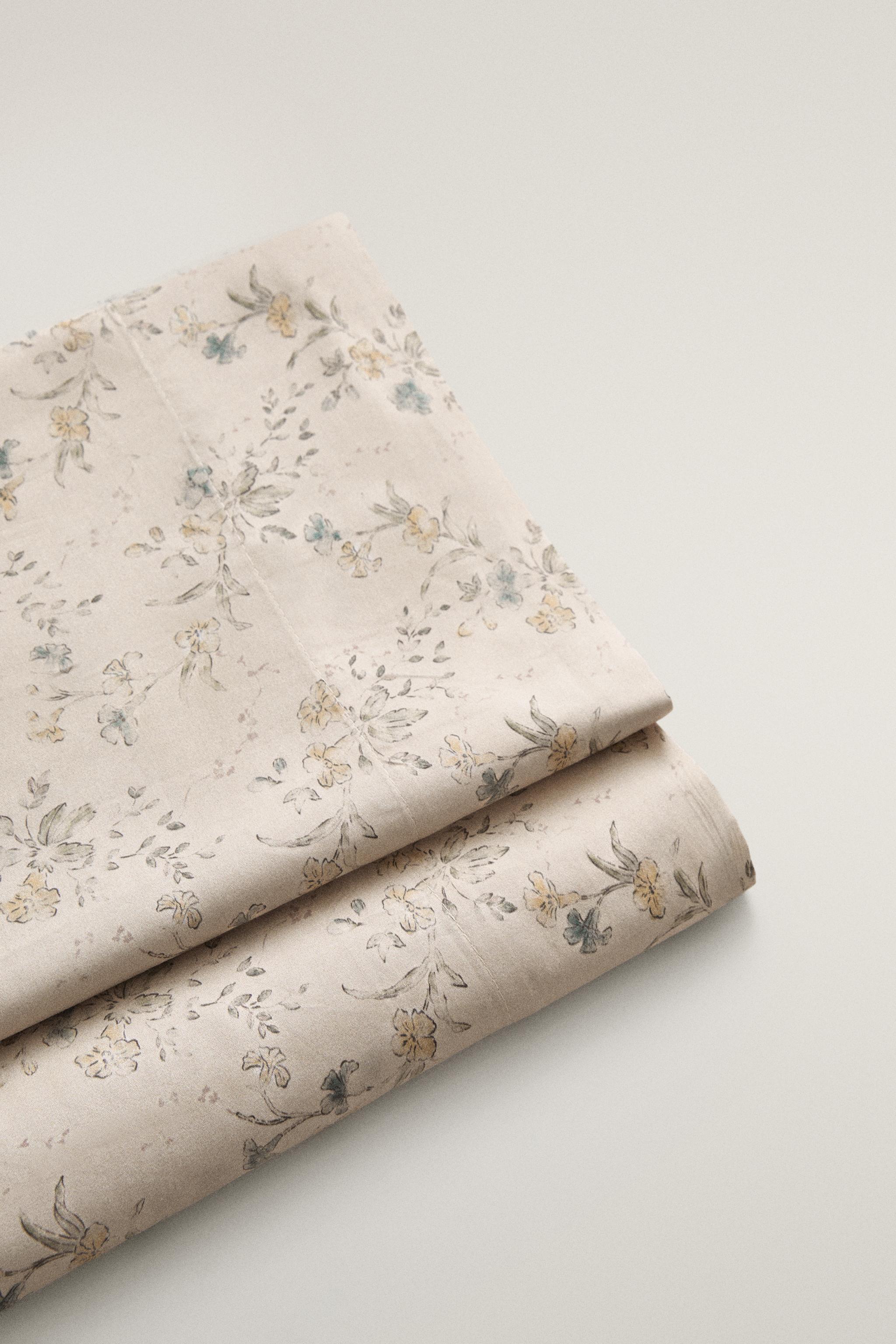 FLORAL PRINT SATEEN DUVET COVER (300 THREAD COUNT)